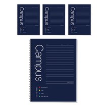 다다 3-6 무제 스프링 유선노트 60매, 네이비, 4개