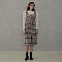 어몽 A FLOWER BUTTON CHECK 드레스