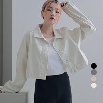 어썸어라운드 여성용 스냅 버튼 레더 크롭 자켓