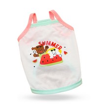 딩동펫 강아지 썸머 배색 끈나시 티셔츠, 레드