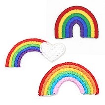 열접착식 와펜 무지개 1 + 2 + 하트 장식 세트, 1세트