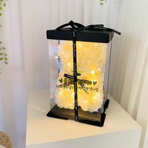 러블리팜 로즈베어 + 전용케이스 + LED전구 + 레터링 시트지 세트 졸업 S, S사이즈, 아이보리