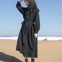 피어니스트 프렌치 리본 긴팔 롱 원피스