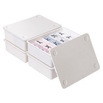 이즈리빙 플라스틱 속옷정리함 10칸 2p+15칸 2p 세트, 아이보리 + 아이보리 뚜껑, 1세트