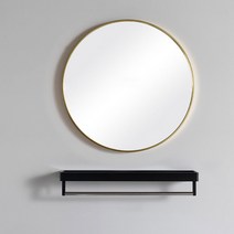 데코트리 모던 원형 벽거울 L + 선반, 골드