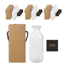 사각밀크티 유리병 500ml + 화이트캡 + 스티커 9M + 박스 패키지, 10세트