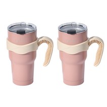 디유 2중 진공 스테인리스 완전 밀폐 울트라 텀블러 2p + 손잡이 2p + 뚜껑 2p 세트, 핑크, 핑크(텀블러), 900ml