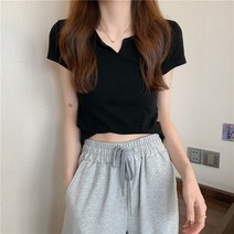 아로무드 반소매 슬립 크롭 티