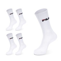 휠라골프 시그니처 더블쿠션 크루 삭스 5켤레, 화이트