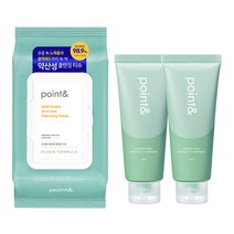포인트앤 딥클린 올인원 클렌징 티슈 80매 1p + 포인트앤 진정 베지 쑥크럽 폼 150g 2p, 1세트