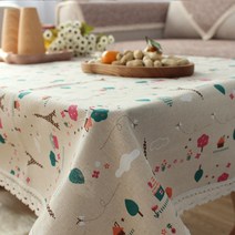 깔끔한 패턴 린넨 식탁보, TYPE5, 180 x 140cm