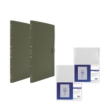 인디 A4 가띠 후크자석 크리어북 HG1317 20매 x 2p + 035 L홀더 Es2197 10p, 크리어북(올리브), L홀더(투명), 1세트