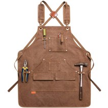 카페클럽 바리스타 공방 린넨 데님 앞치마 프로 범용, 브라운, 1개