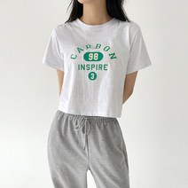 플랜데이 여성용 카본 크롭 반팔 티셔츠