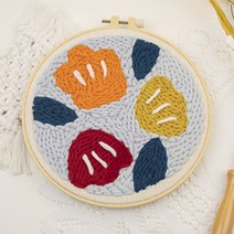 아트조이 DIY 펀치 니들 자수 + 4단 바늘 세트, 1세트, 빈티지 플라워