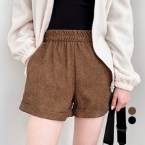 밀키버터 여성용 코듀로이 롤업 밴딩 숏 팬츠