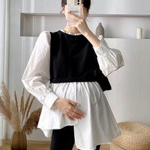 임산부 라운드 칼라 셔츠