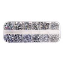 원형평 네일 풀스톤 파츠 12종 세트, 1세트, AB + 크리스탈