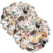 OON 고양이 일러스트 팬시 방수 무광 데코 스티커 54종 x 2p 세트, 혼합색상, 1세트