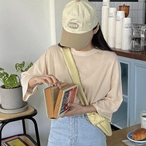 핫핑 여성용 여리한무드 루즈핏 7부 티셔츠