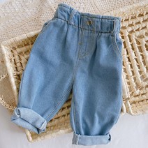 엠케이 유아용 데님아이보리 히든밴딩 배기바지