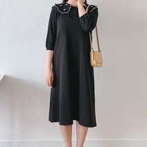 로미스토리 빅사이즈 단추 뷔스티에 롱원피스