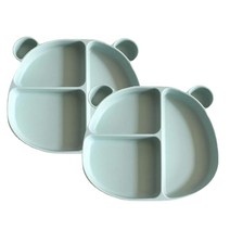 키친구 실리콘 흡착 유아 식판 2p, 민트, 식판2개