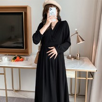 롱 스커트 빈티지 임산부 원피스