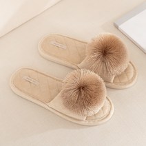 바랑 러블리 면 거실 실내화, 베이지, 1개
