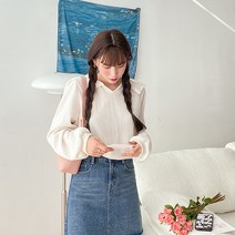 제이스타일 여성용 빅사이즈 카에리 골지 세라 카라 티셔츠