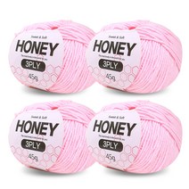 니뜨 허니 3ply 뜨개실 45g x 4p + 무료 도안 세트, 07 연분홍