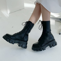 슈아 여성용 레이스업 통굽 미들 워커 부츠 6cm 5295