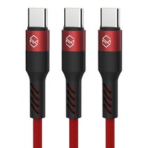 신지모루 로프 C타입 고속충전 케이블, 1m, 레드, 3개