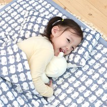 화모 순면 어린이집 사계절 낮잠이불 누빔패드 + 이불 + 솜베개 세트, 양떼목장