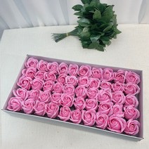 이플린 3겹 비누꽃 장미 50p + 잎사귀꽃대 50p, 로즈핑크