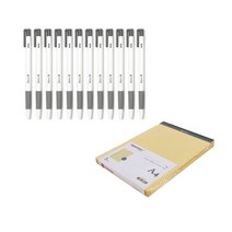 신지 유성 볼펜 0.38mm 12p + 시그니처 리갈패드 A4 5p 세트, 블랙(볼펜), 옐로우(패드), 1세트