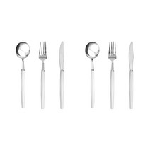 오리엔탈 삼각 커트러리 디너세트 2인, 백색, 수저 2p + 포크2p + 나이프 2p