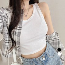 밀키버터 여성용 베이직 크롭 나시