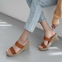 벨레페 여성용 플리프 웨지 샌들 뮬힐 7cm