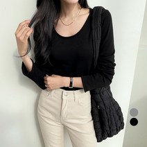 세컨그라운드 여성용 유넥 밍크 기모 티셔츠