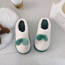 여성용 파라다이소 러블리 포인트 초록잎 새싹 두꺼운 털슬리퍼