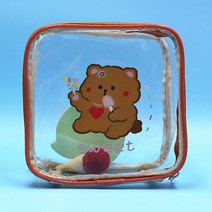 곰돌이와 토깽이는 친구친구 스퀘어 투명 파우치
