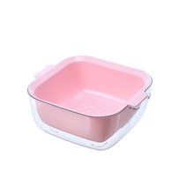 더블 야채 과일 물빠짐 바구니 채반 RD_193, 핑크