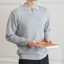 플레이즈 남성용 3버튼 카라넥 클래식 긴팔 니트티셔츠