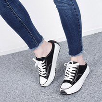 코나블루 여성 뮬 스니커즈 캔버스 슬리퍼 4cm DT1001