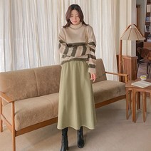 로미스토리 여유핏 A라인 밴딩 롱 스커트