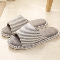 두발로 스트라이프 인생 거실화 룸슬리퍼, 브라운