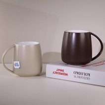 무광 도자기 머그컵 380ml, 연베이지, 코코아, 2개