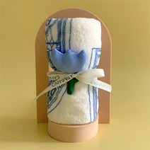 쿼르디 타월 튤립 선물포장 S, 블루, 1개