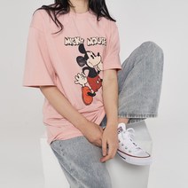 1마일 여성용 디즈니 빈티지 크랙 미키 반팔 티셔츠